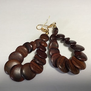 Mid century stacked wood necklace and matching earrings image 4