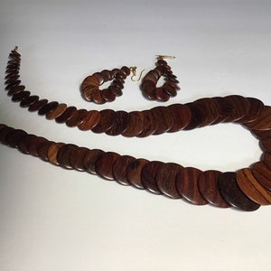 Mid century stacked wood necklace and matching earrings image 8