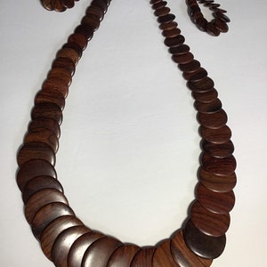 Mid century stacked wood necklace and matching earrings image 5