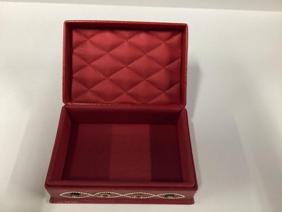 Red Leather Button Box - image 10