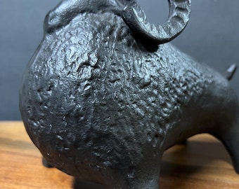 Vintage Metal Brutalist MCM Ram Statue