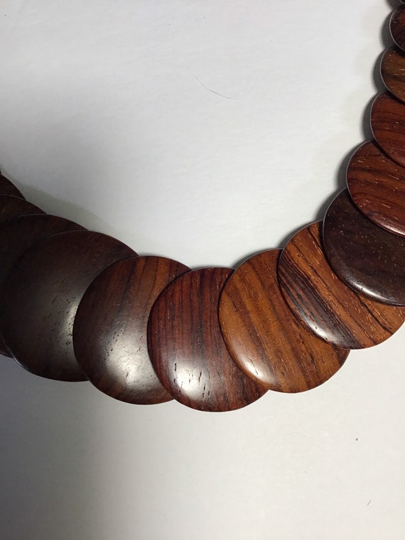 Mid century stacked wood necklace and matching ea… - image 6