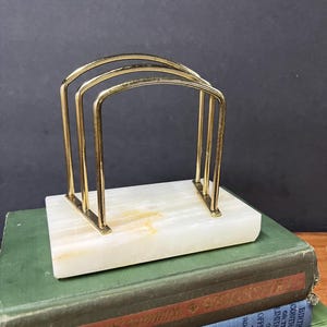 Vintage Marble and Brass Letter Holder