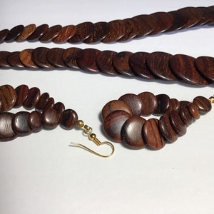 Mid century stacked wood necklace and matching earrings image 1