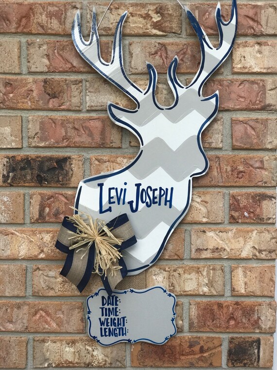 Deer Door Hanger Hospital Door Sign Baby Announcement Etsy