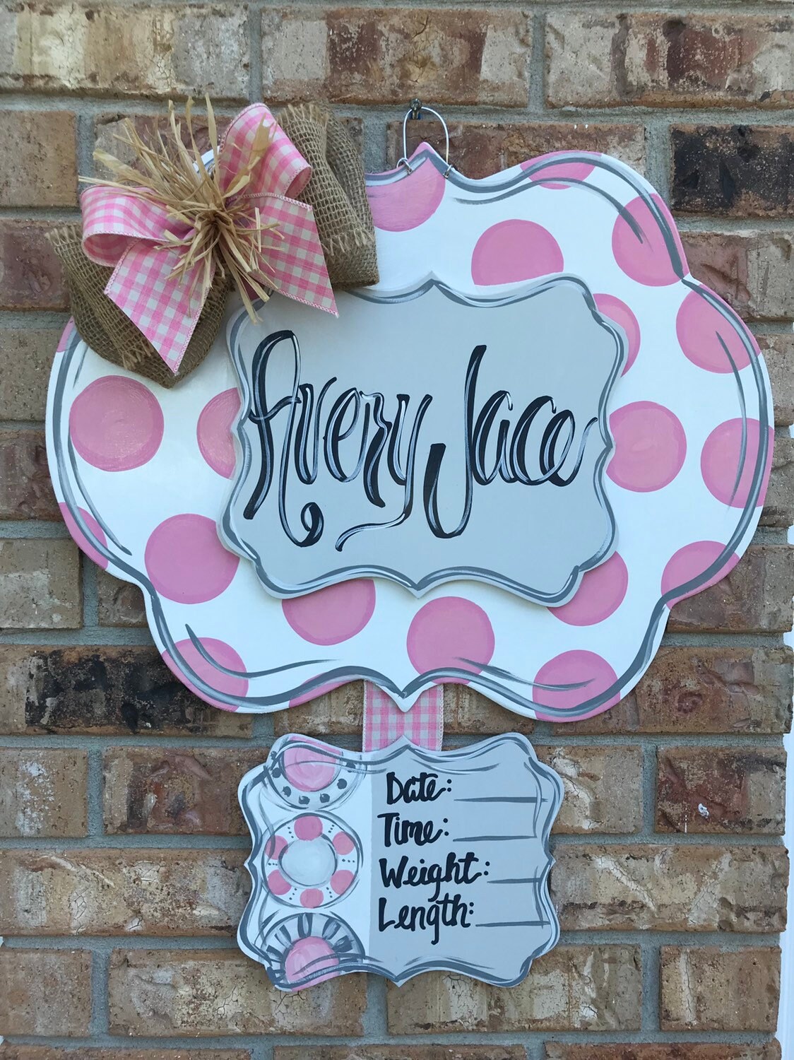 Hospital door hanger baby girl door hanger nursery decor Etsy