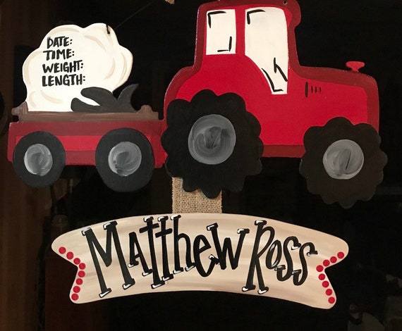 Tractor Door Hanger Baby Boy Hospital Door Hanger Rustic Etsy