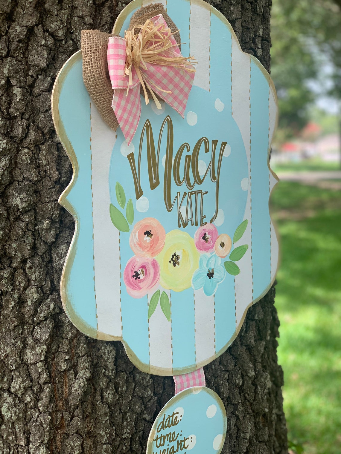 Floral hospital door hanger floral nursery decor baby girl Etsy