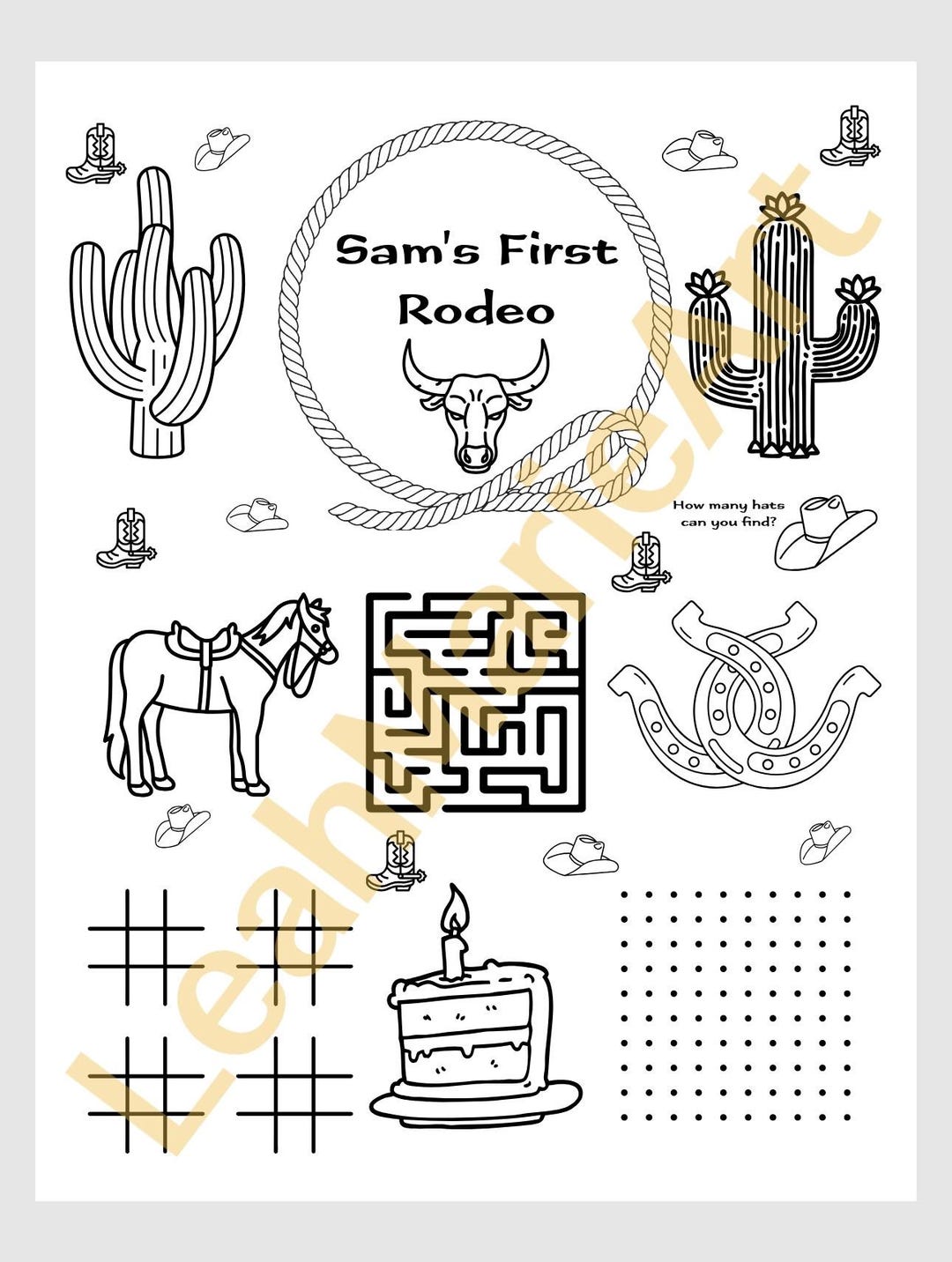 Personalized First Rodeo Birthday Coloring Page - Etsy