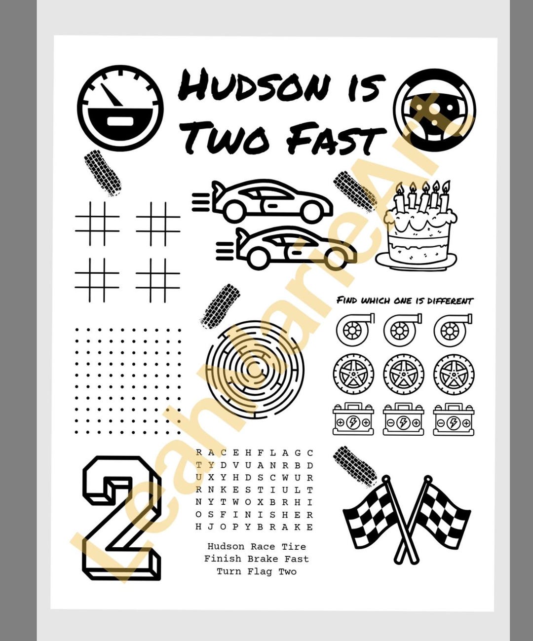 Personalized Two Fast Birthday Coloring Page - Etsy