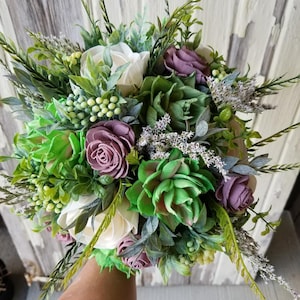Succulents, Dried Bouquet, Wood Flower Bouquet, Bridal Bouquet, Elopement, Faux Florals, Wedding, bridesmaid, Wood Flowers, Wedding Gift