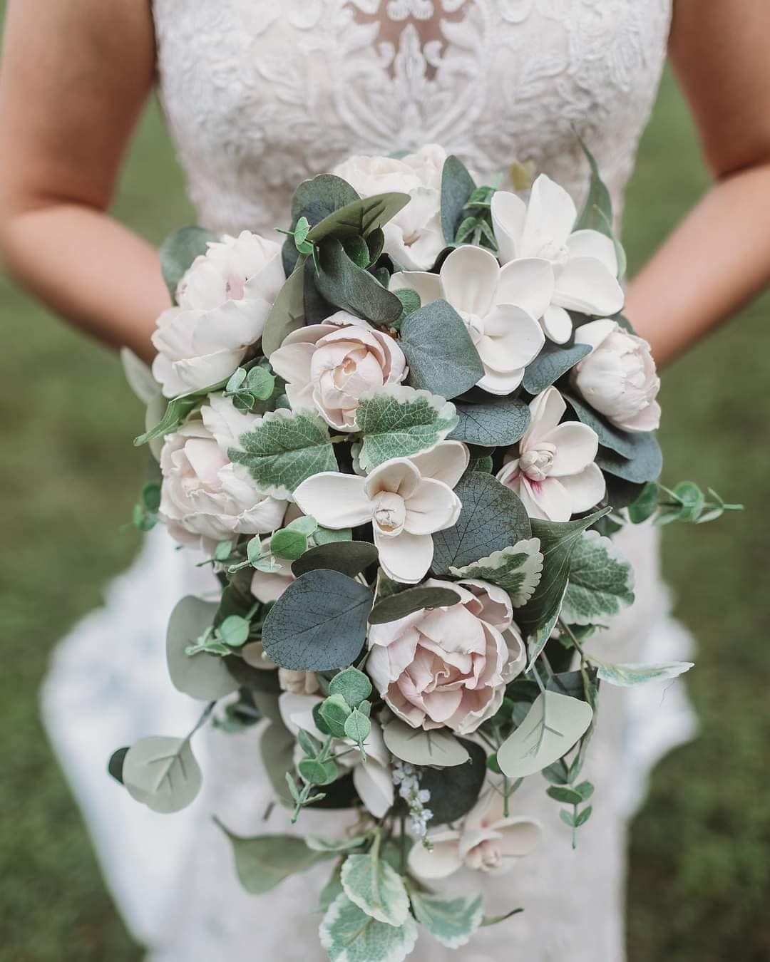 Ivory Wood Flower Bridal Bouquet
