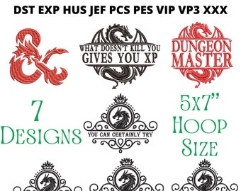 Dungeons and Dragons Dragon Embroidery Designs Bundle, 5X7 Hoop Size Instant Download