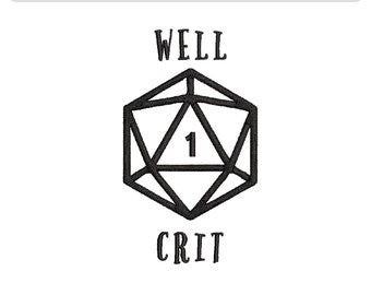 Dungeons and Dragons Well Crit D20 Critical Failure Ricamo File Download digitale / Regali personalizzati