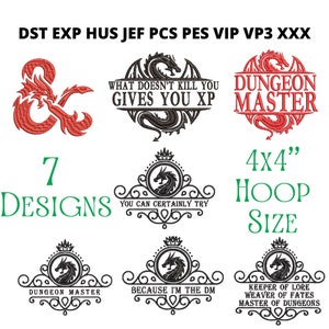 Dungeons and Dragons Dragon Embroidery Designs Bundle, 4x4 Hoop Size Instant Download