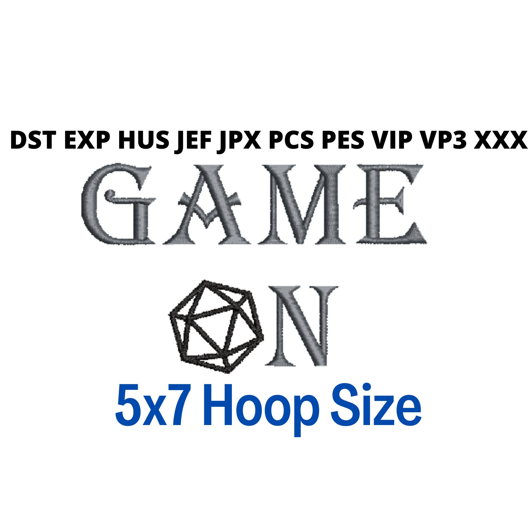 Game On D20 D&D Machine Embroidery File | Instant Download