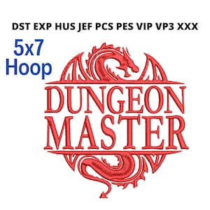 Dungeons & Dragons Dungeon Master Archivo de bordado 5x7 Aro, Descarga instantánea