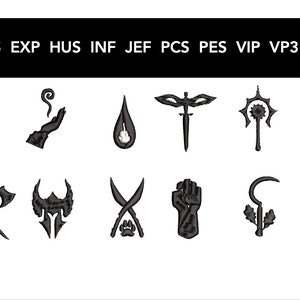 D&D Class Symbols Embroidery File | Separate file for each design | Personalized gifts for him her they them | Digital Download Design