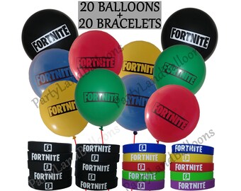 40 pc fortnite party pack include 20 palloncini misti 20 miste in silicone bracciali fort nite compleanno favori di partito decorazioni forniture - piatti festa fortnite