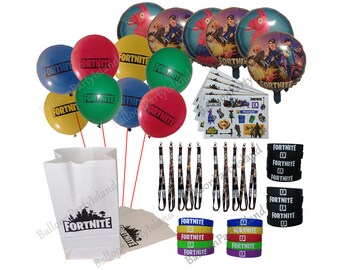 fortnite party favors decorations balloons tattoo sheets wristbands goody bags lanyards fort nite birthday floss - tattoos de fortnite