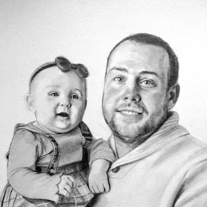 Custom Hand Drawn Portrait Graphite Drawing from Photo image 6