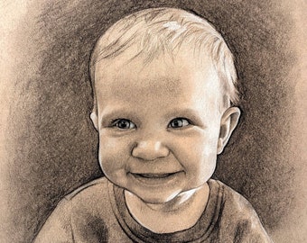Custom Hand Drawn Portrait - Charcoal Drawing from Photo