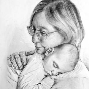 Custom Hand Drawn Portrait Graphite Drawing from Photo image 1