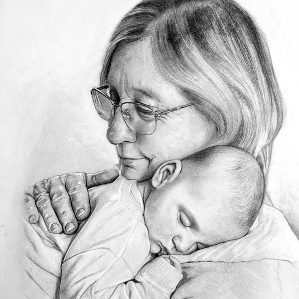 Custom Hand Drawn Portrait - Graphite Drawing from Photo