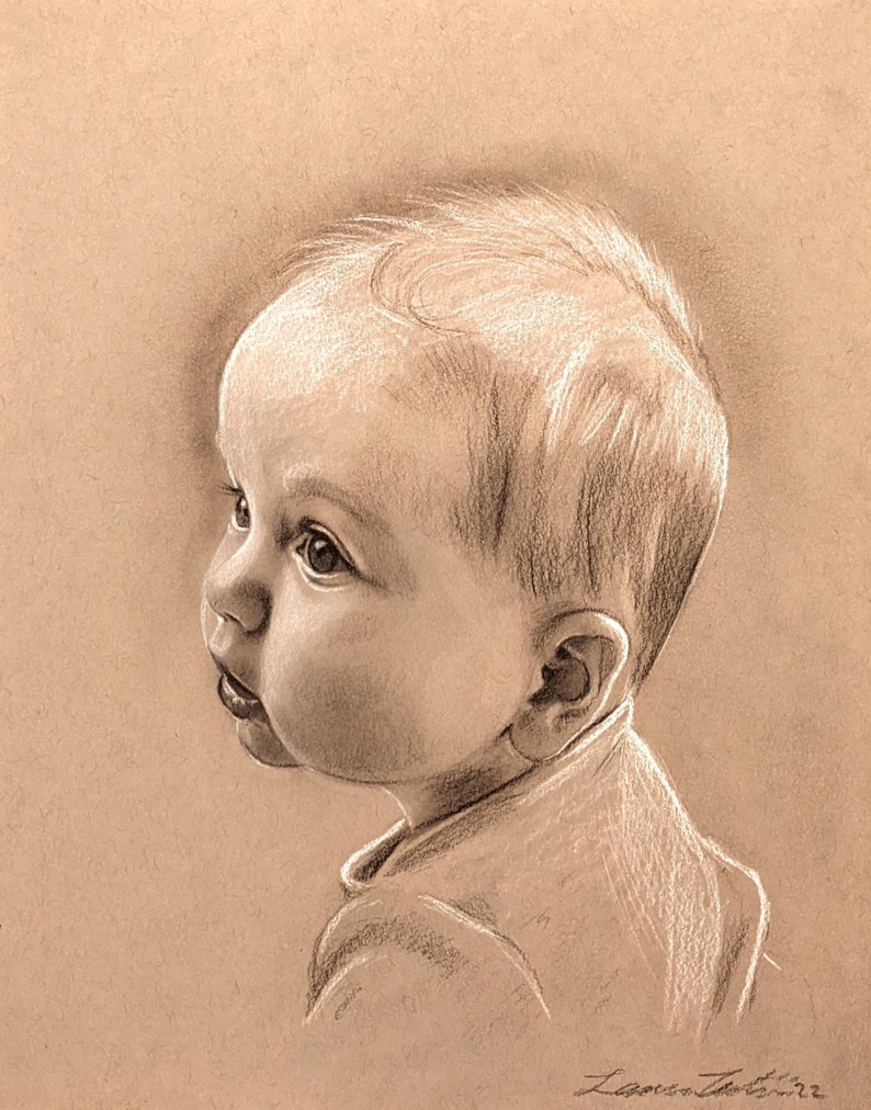 Custom Hand Drawn Portrait - Charcoal Drawing from Photo