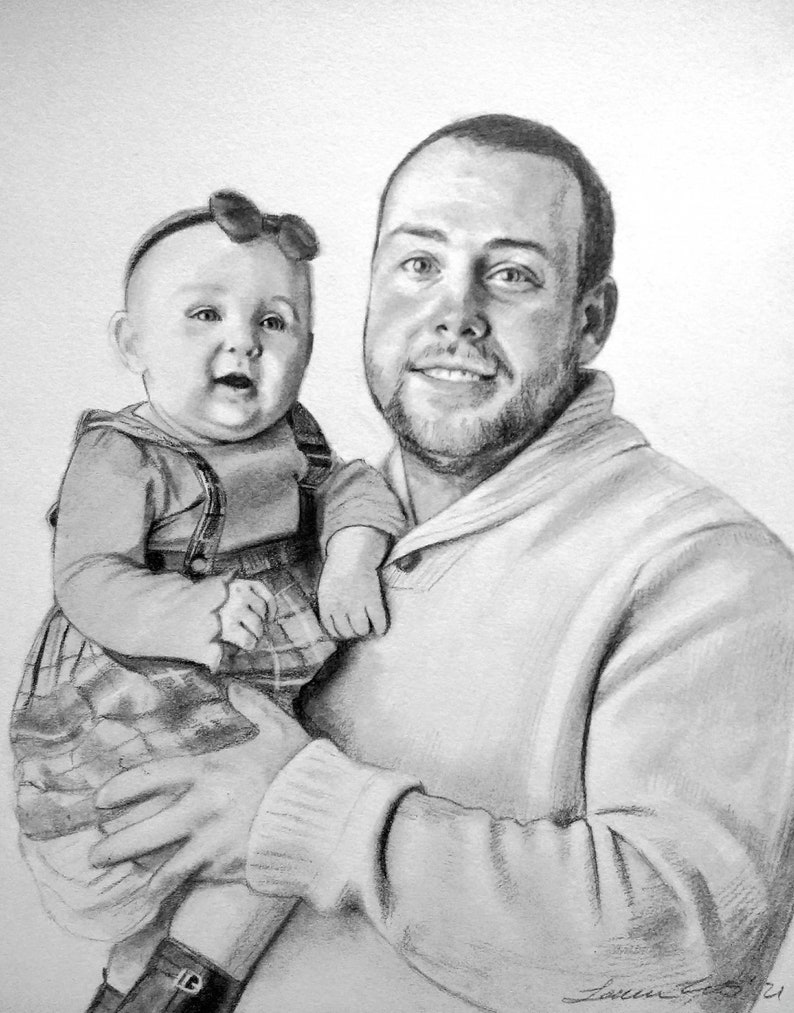 Custom Hand Drawn Portrait Graphite Drawing from Photo image 6