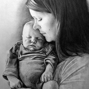 Custom Hand Drawn Portrait Graphite Drawing from Photo image 5