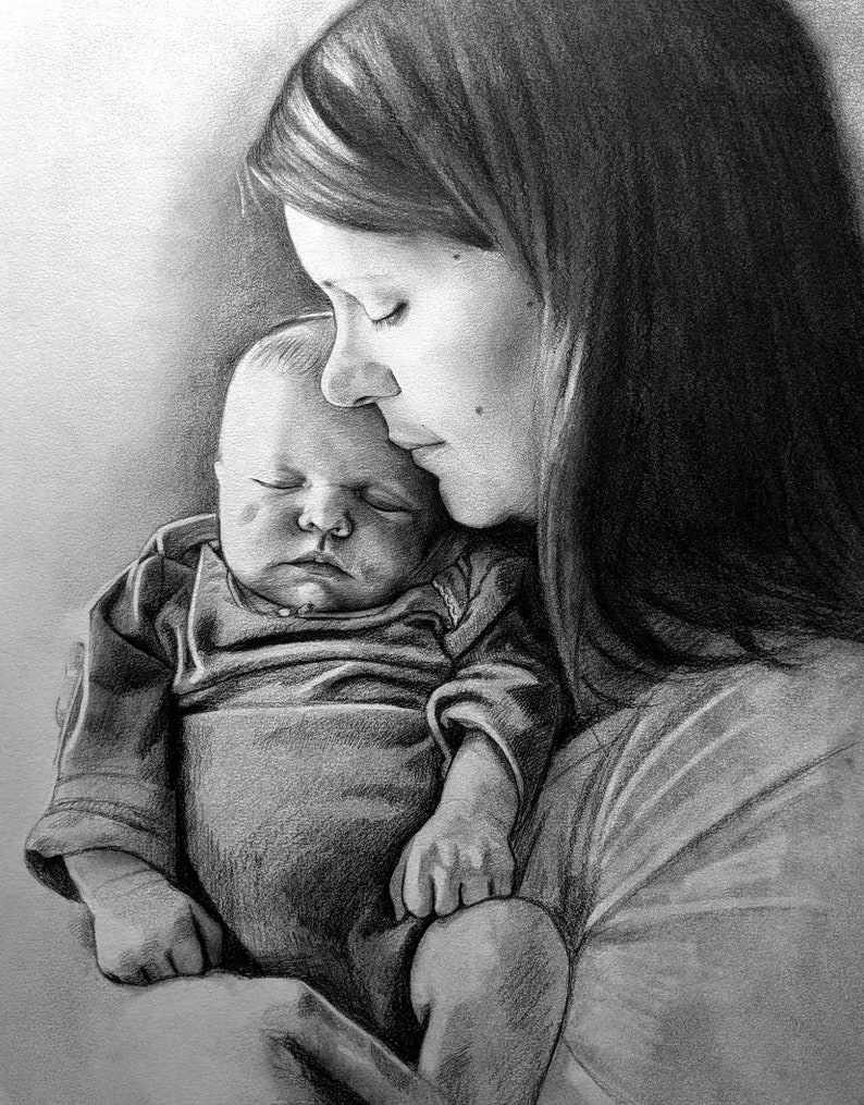 Custom Hand Drawn Portrait Graphite Drawing from Photo image 5