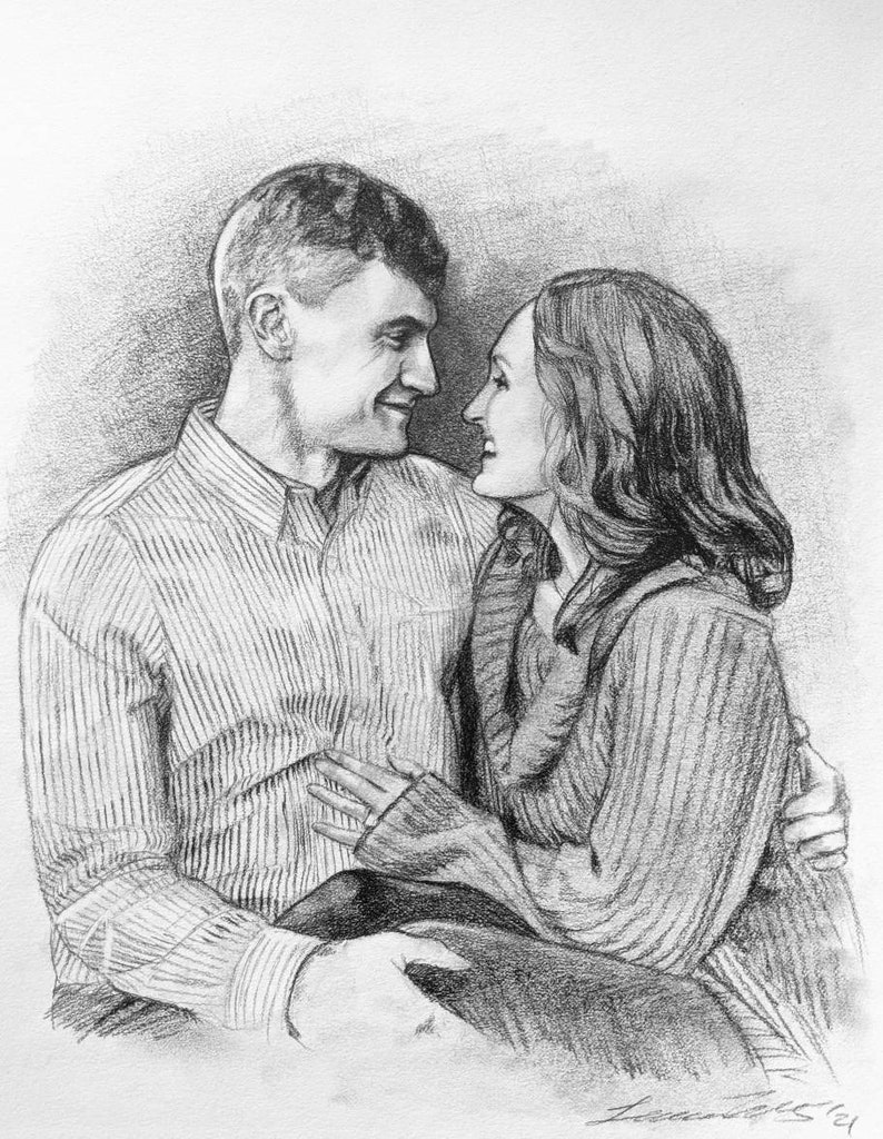 Custom Hand Drawn Portrait Graphite Drawing from Photo image 8