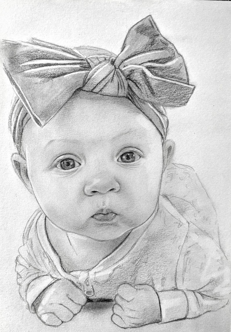 Custom Hand Drawn Portrait Graphite Drawing from Photo image 3