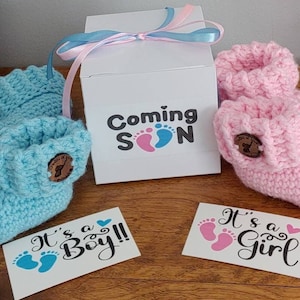 Gender Reveal Baby Booties/ unique gender reveal ideas/ Gender reveal ideas/ keepsake baby