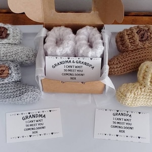 Faire-part de grossesse personnalisé pour proches, chaussons de bébé et faire-part de bébé