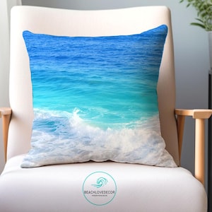 Ocean wave Throw Pillow Cover/decoratives pillows/beach room decor/ocean pillow cases/pillow covers 20x20/square pillow/tropical pillow