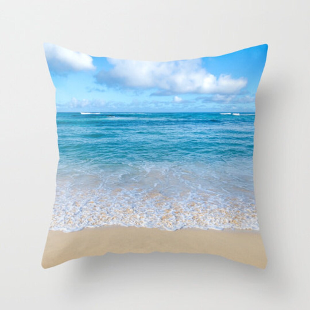 Hawaiian Beach Cotton Pillow Cover Tropical Pillow Case Ocean Pillow