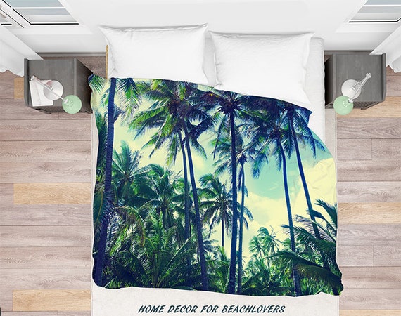 Vintage Palm Trees Duvet Cover Personalized Hawaiian Duvet Etsy