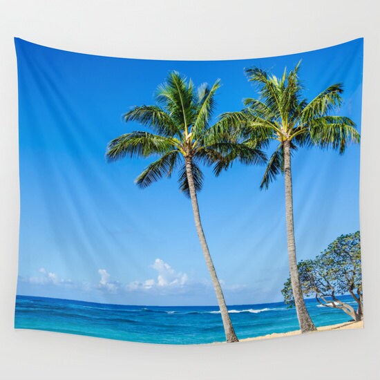 Palm trees Wall Tapestry beach wall tapestry Hawaii Kauai Etsy