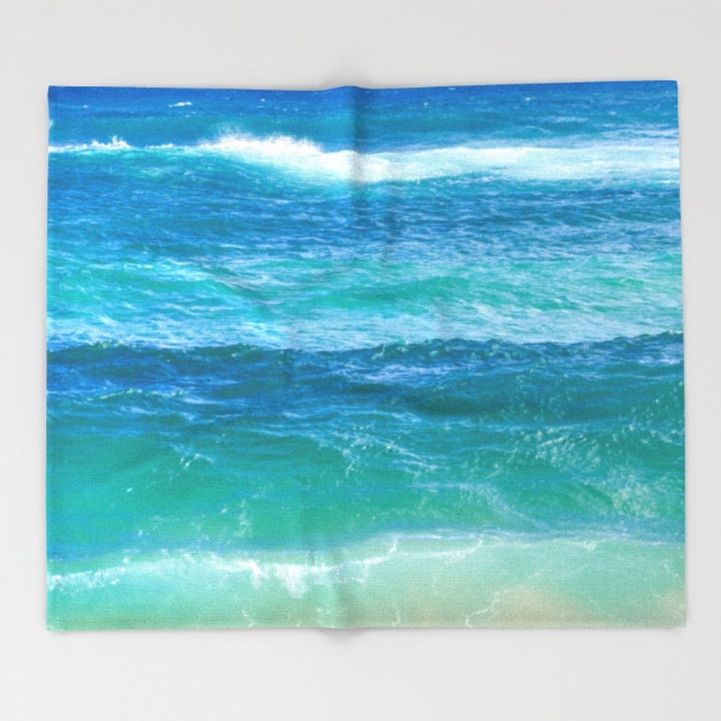 Turquoise Ocean Fleece Blanket Deep Ocean Hawaii Blue Sea Etsy