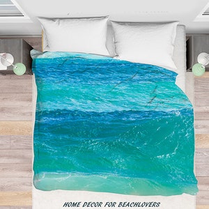 Ocean Duvet Cover with Deep teal water, Water Bedding, water duvet Cover, turquoise ocean, sea, Bedroom Accent, Interiors, ocean bedding