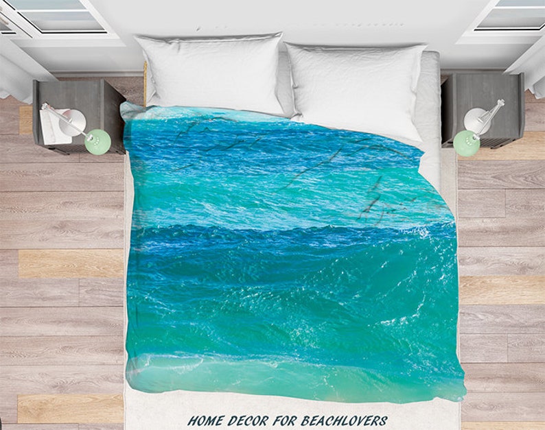 Ocean Duvet Cover With Deep Teal Water Water Bedding Water Etsy