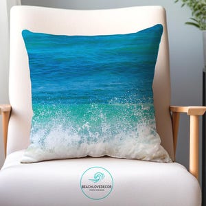 Blue teal Ocean Throw Pillow Cover/decoratives pillows/beach room decor/ocean pillow cases/pillow covers 20x20/square pillow/tropical pillow