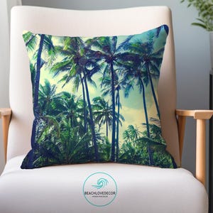 Retro Palms Throw Pillow Cover/decoratives pillows/beach room decor/palms pillow cases/pillow covers 20x20/square pillow/tropical pillow