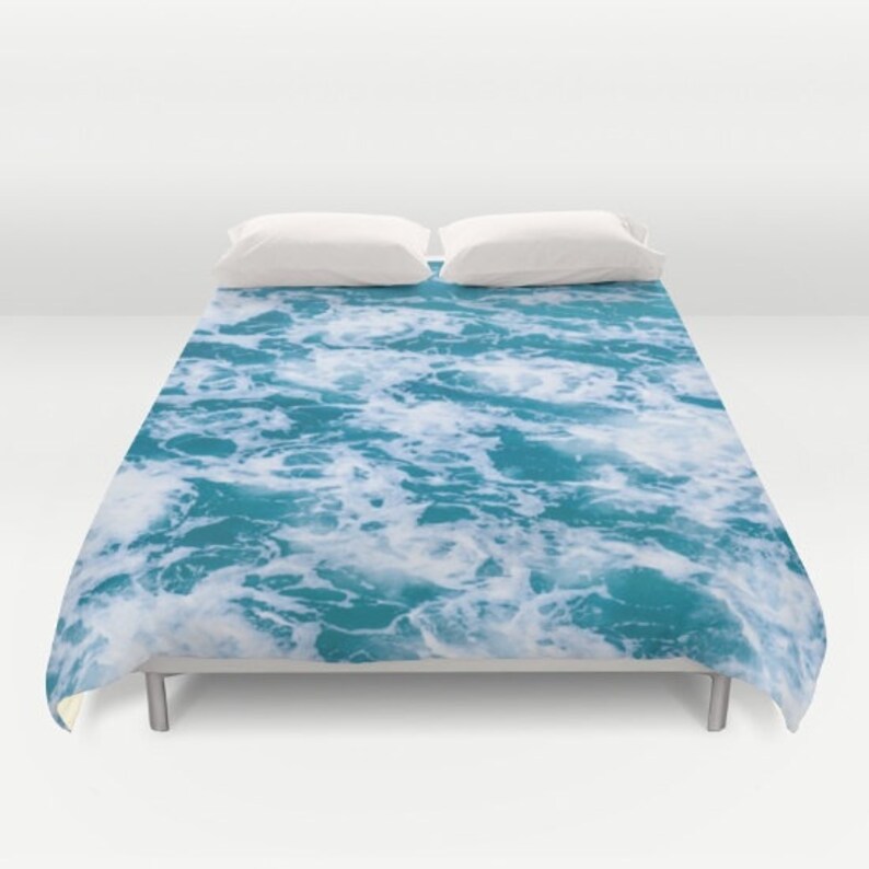 Ocean Waves Duvet Cover Water Bedding Aqua Sea Water Bedroom Etsy
