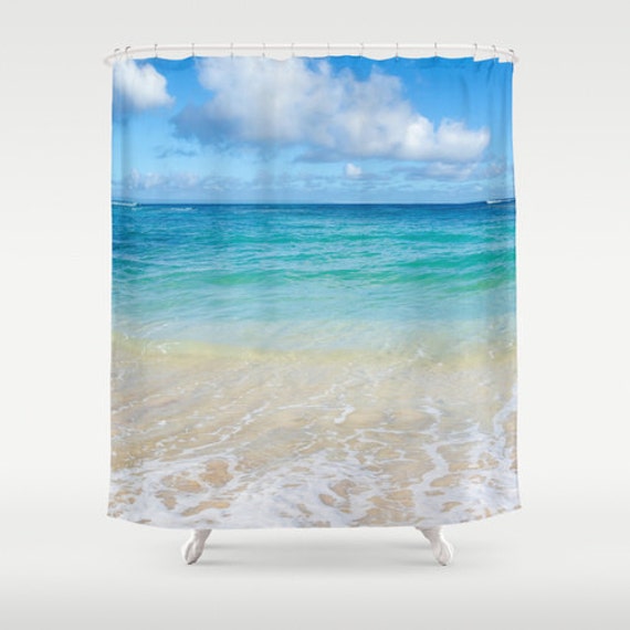Ocean Shower Curtain Tropical Hawaiian Beach Turquoise Etsy