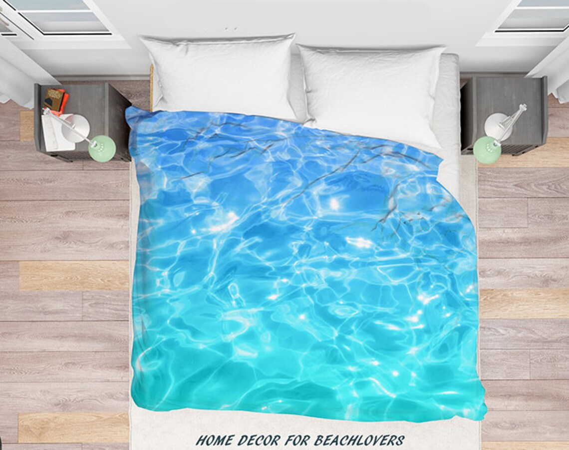 Water Duvet Cover Blue Aqua Duvet Water Bedding Ocean Etsy