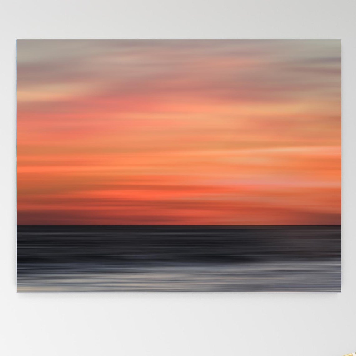 Sunset art Orange ocean sunset abstract print Fine art print Etsy