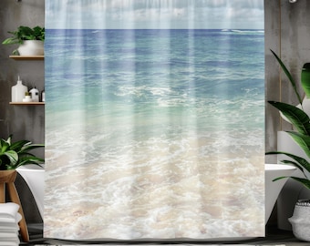 Boho ocean Shower Curtain/beach bathroom decor/nautical bathroom accessories/coastal bath decor/housewarming gift/beach house bath mat